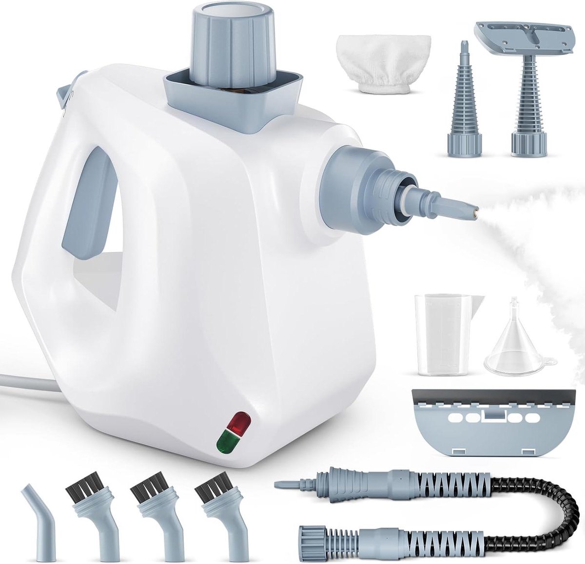 Handstoomreiniger - Draagbaar apparaat - Diepe reiniging - Snel opwarmend - 350 ml tank - Wit grijs