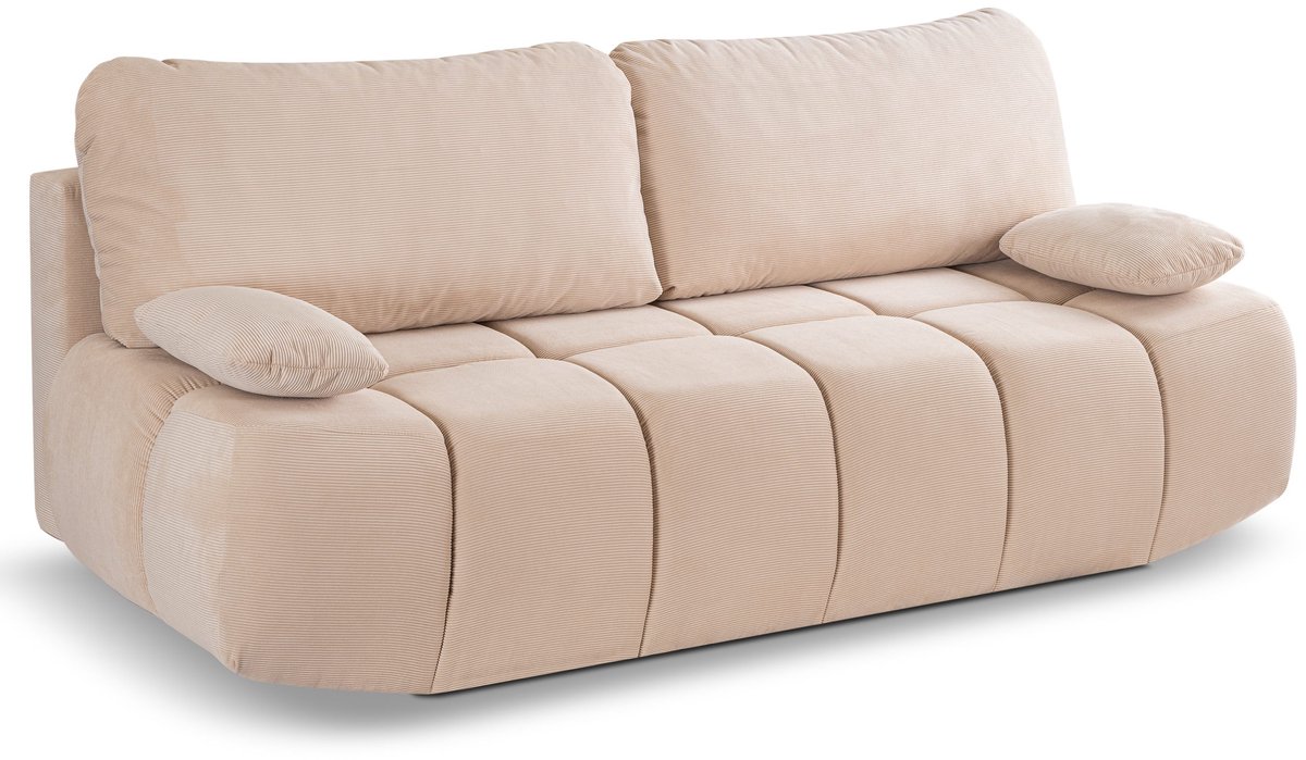 Furnilux Lauder 2-zits sofa bed beige | Stijlvol ledikant in trendy corduroy blanc