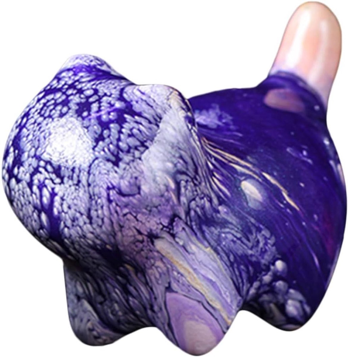 Katten Beeldje - Houten Figuur - Huis Decoratie - Zwevend Verf Effect - 3 cm Hoog - Paars