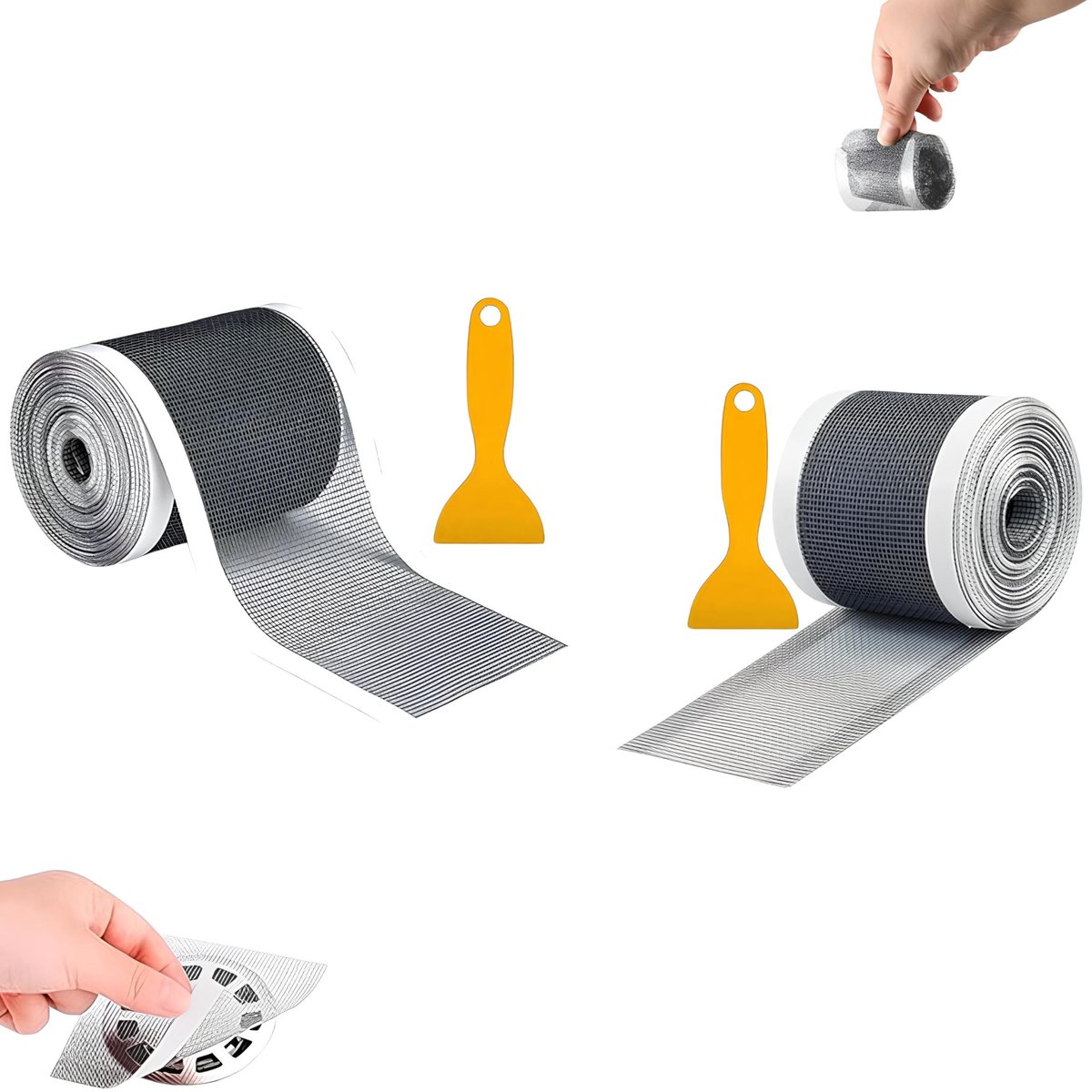 Dailygoods- Afvoerzeefjes Set van 2 - Zelfklevende Haarvanger - Anti-verstopping Mesh - 7 cm/10 cm - Inclusief Schrapers - Voor Douche/Keuken - Afvoerfilter