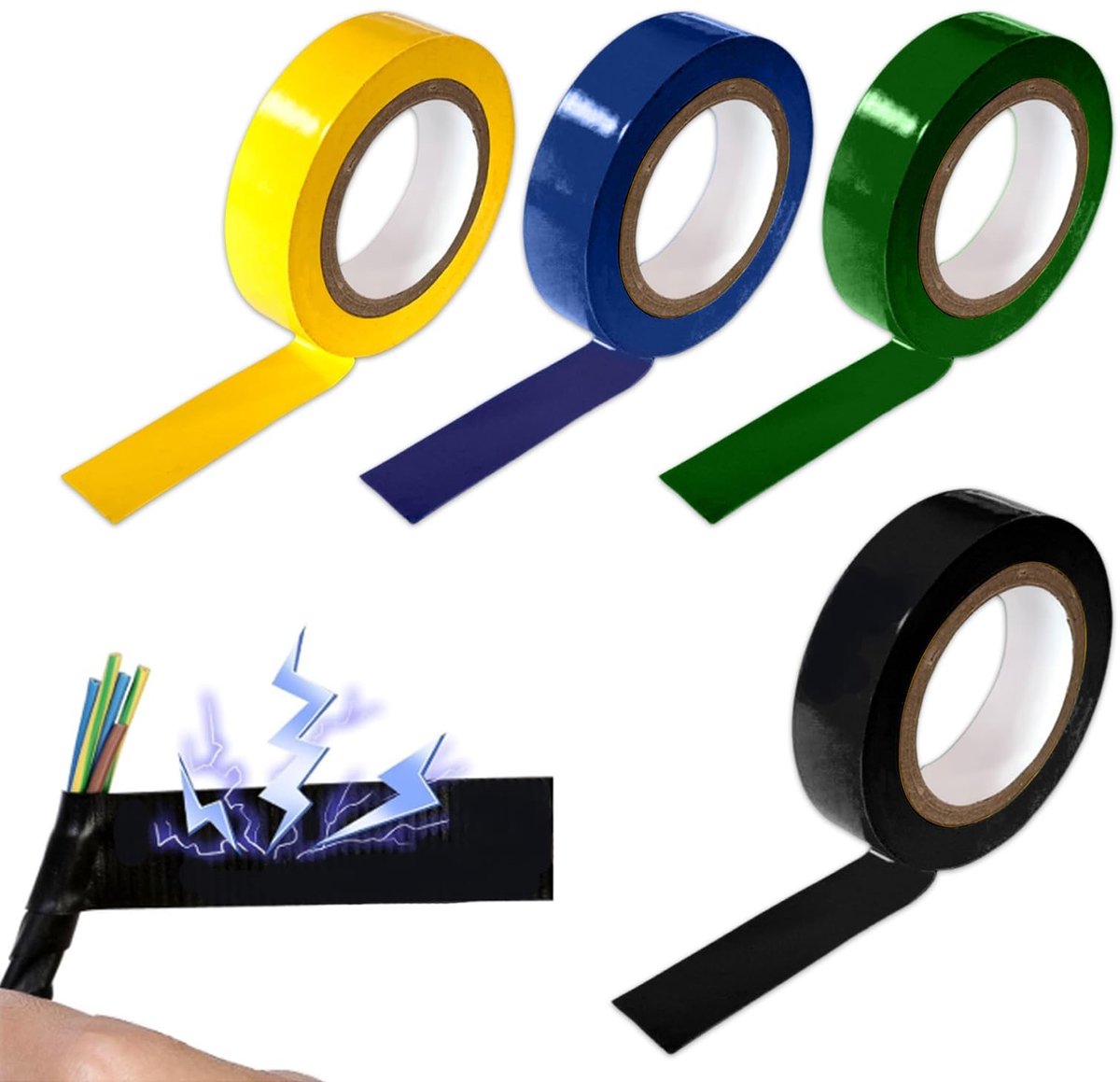 Dailygoods - Isolatietape - Kleurige Isolatietape - Uitstekende Isolerende Eigenschappen - 1.5cm x 9m - Zelfklevende Isolatietape - Geschikt voor Elek...