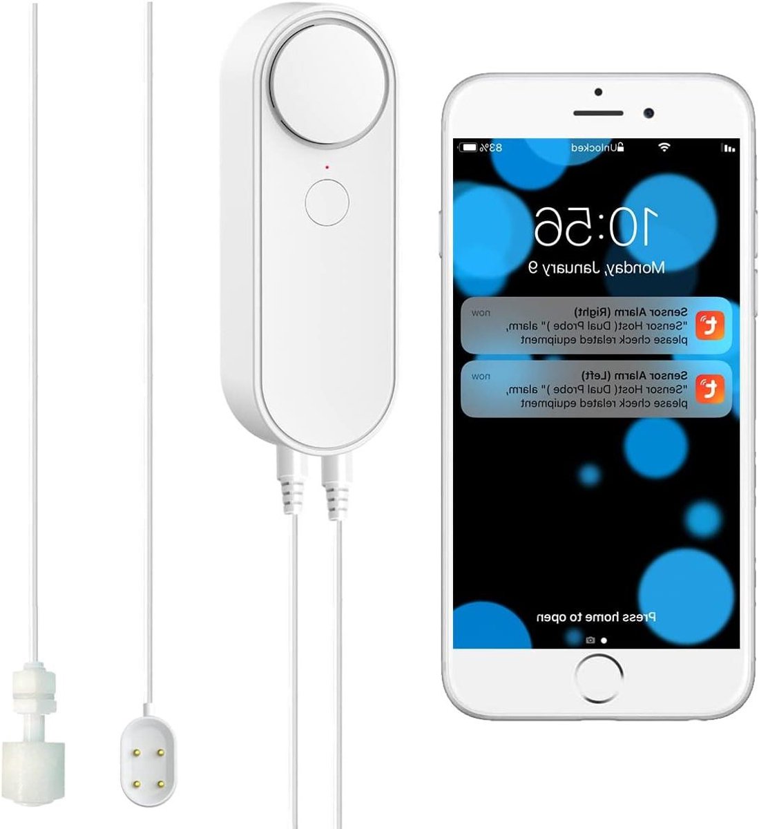 Watermelder - Lekdetector App - Huis Beveiligen - Dubbele Sonde - 2 Meter Lijn - Wit