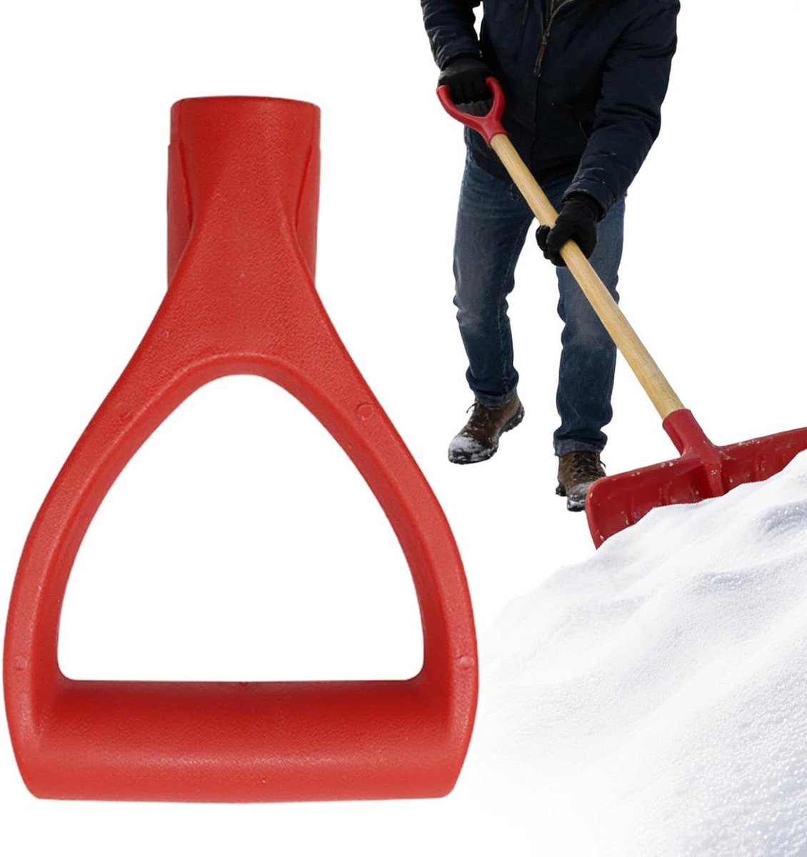 Vervangende sneeuwschop steel - Ergonomische D-greep - Tuinonderhoud - Handig Insteek Systeem - 34 mm - Grijs