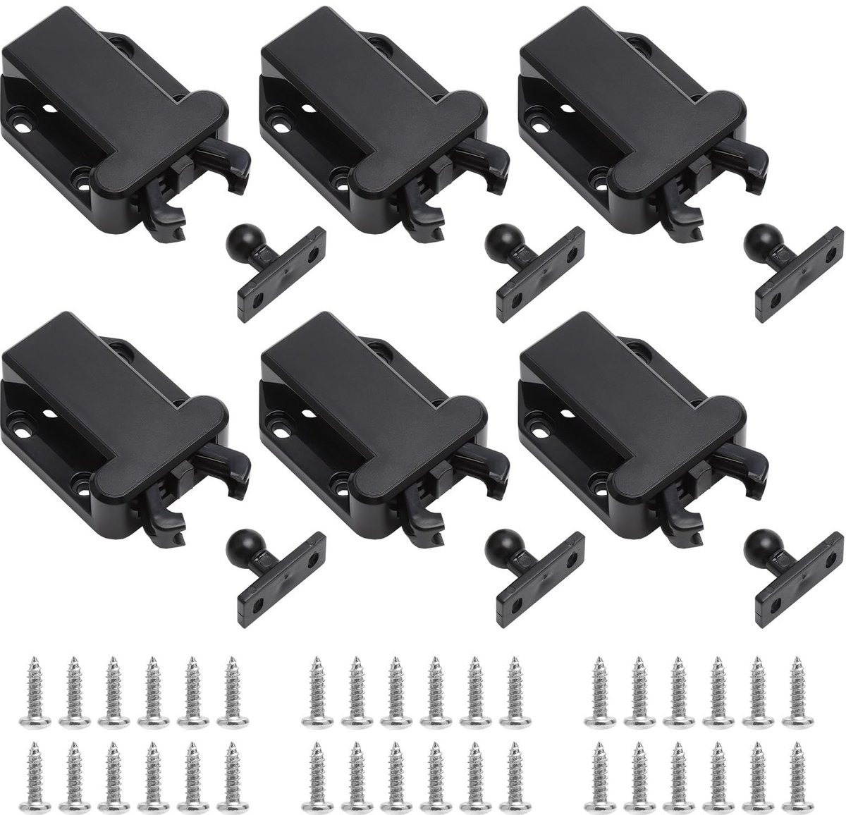 Dailygoods - 6 Stuks Druksnapper met Schroeven voor Deuren