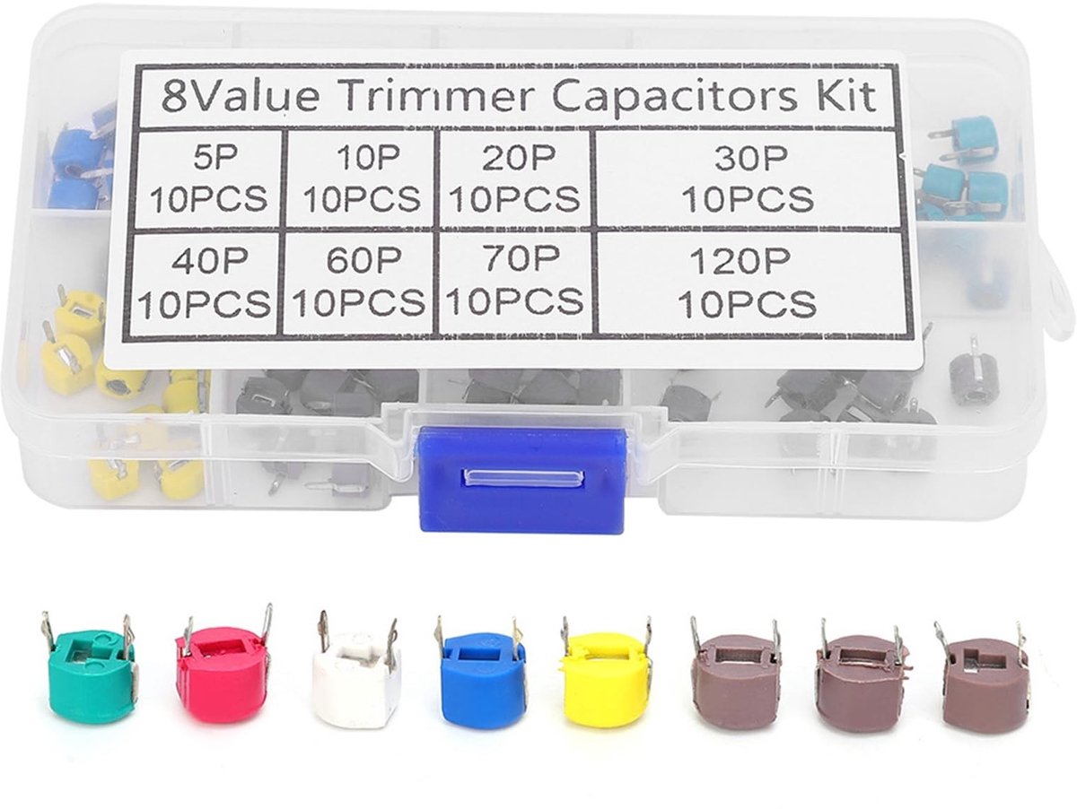 Dailygoods - Trimmer Capacitor Kit - Verstelbare Capaciteit - Ideaal voor Elektronische Toepassingen - 80Pcs - Precisie en maatwerk - Geschikt voor ho...