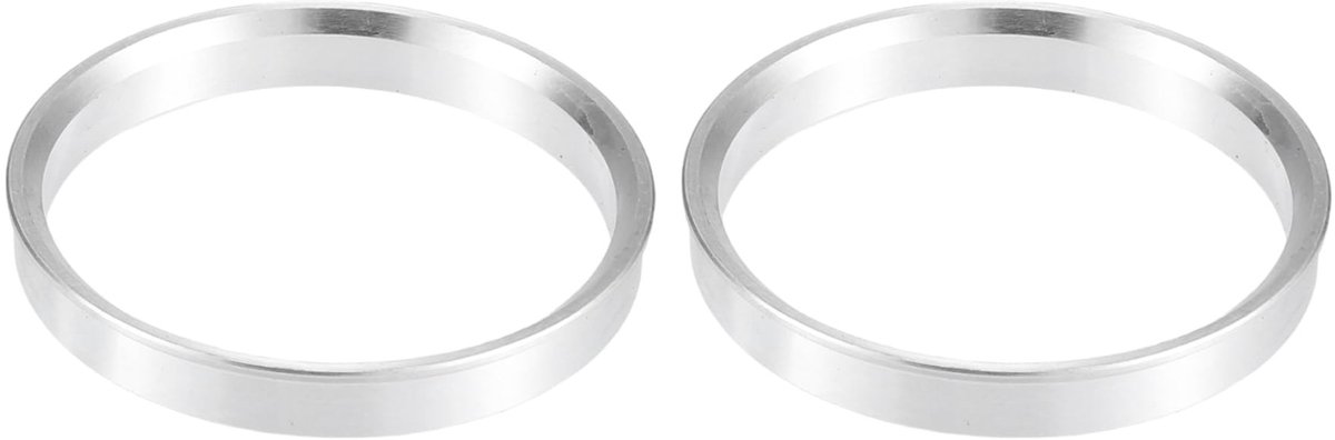 Dailygoods- Middenring 2 Stuks - Aluminiumlegering - Buitendiameter 70,1 mm - Binnendiameter 66,1 mm - Inbouwdiepte 10 mm - Zilverkleurig - Naafring