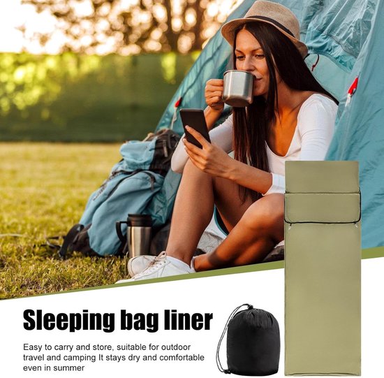 Slaapzak Liner - Kampeerhoes - Buiten slapen - Ademend en zacht - 80x210 cm - Groen — afbeelding 5