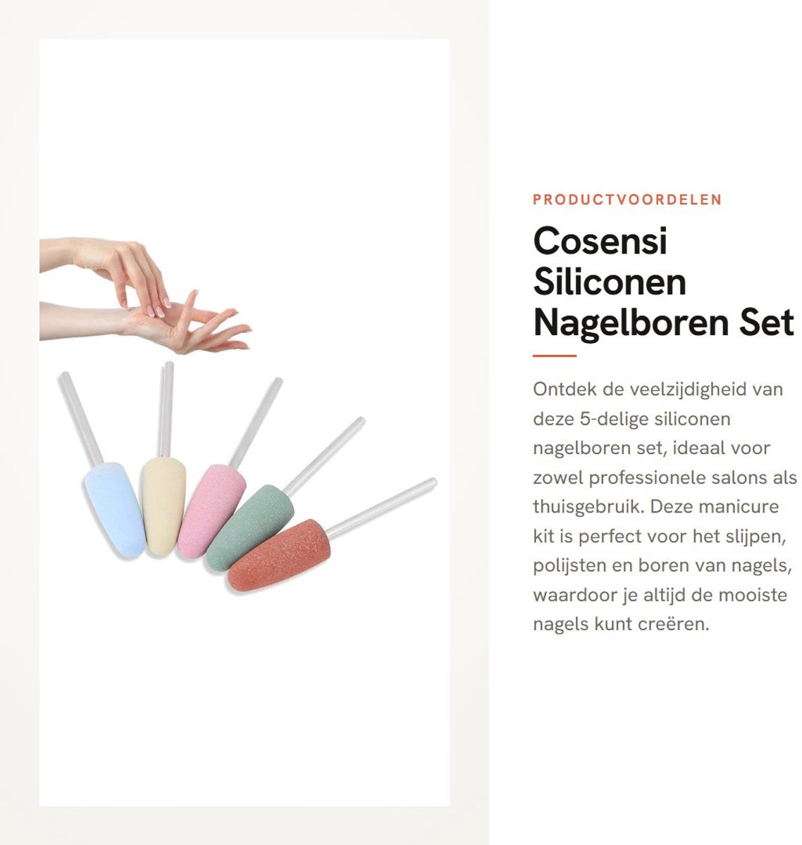 Dailygoods - Siliconen Nagelboren Set - Professionele Manicure Kit - 5 Stuks - Voor Nagelvijlen - Perfect Voor Nagelsalon - Geschikt Voor Thuisgebruik