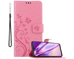 Cadorabo Hoesje geschikt voor Samsung Galaxy M21 / M30s in BLOEMEN ROZE - Beschermhoes in bloemmotief met magnetische sluiting, standfunctie en kaartsleuven Book Case Cover Etui