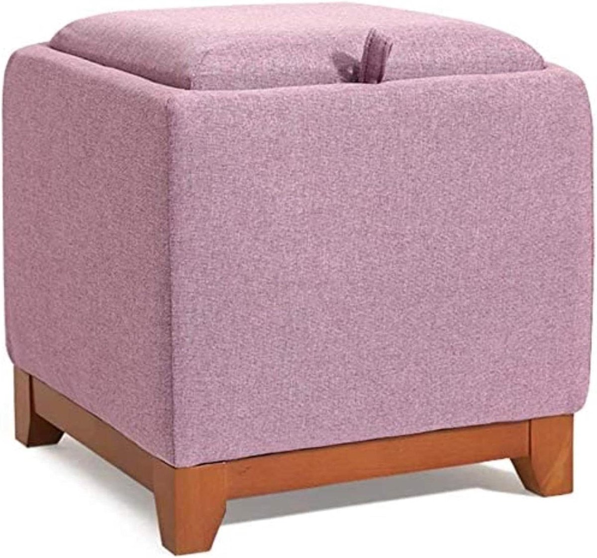 Opberg Ottomaan - Poef Kruk - Extra Zitplaats - Omkeerbaar Dienblad - 40 x 38 x 40 cm - Paars