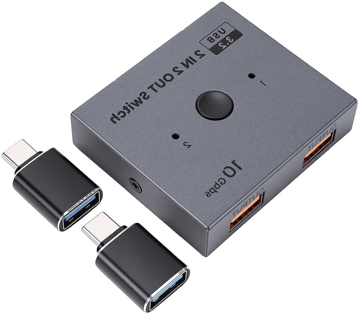 USB Switcher - USB Selector - Apparaten Delen - 10Gbps Snelheid - 2 in 2 uit - Zwart