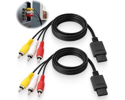 2 stuks composiet AV-kabel, compatibel met consoles, retro, 1,8 m, video, stereo, RCA, geel, rood, wit, tv-aansluiting, projector voor klassieke console, retro, audio, video| Cyslmuk®
