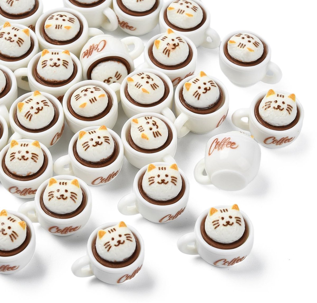 Dailygoods- Miniatuurdecoraties 30 Stks - Hars Koffie Cup - Schattige Kat Beeldjes - Barista Thema - Plank Display - Perfecte Miniatuurgrootte - Miniatuurbeeldjes
