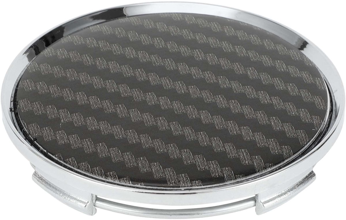Dailygoods- Wielnaafdopjes 63mm - Carbon Fiber Patroon - Zilverkleurig/Zwart - Bescherming tegen stof - Makkelijk te installeren - Duurzaam materiaal - Naafdop