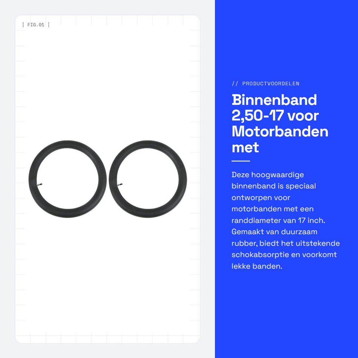 Dailygoods- Binnenband 2,50-17 - Schokdemper van Rubber - Geschikt voor Motorfiets - Duurzaam - Voorkomt Lekke Banden - Rechte Metalen Steel - Binnenslang