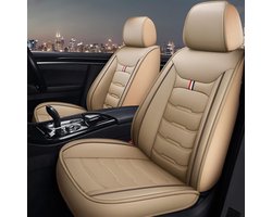 Autostoelhoezen Set - Stoelhoezen Auto - Interieur Beschermen - Waterdicht Leer - 5 Stoelen - Beige
