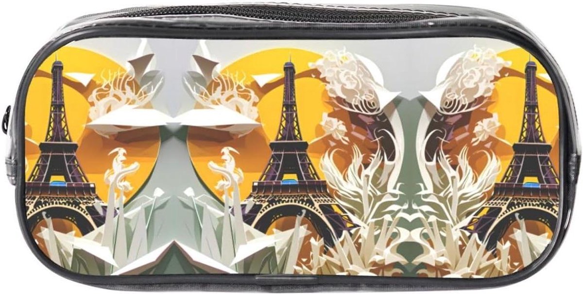 Transparante Pennen Etui - Briefpapier Tas - School en Kantoor - Eiffeltoren Print - 22 x 10.5 x 4 cm