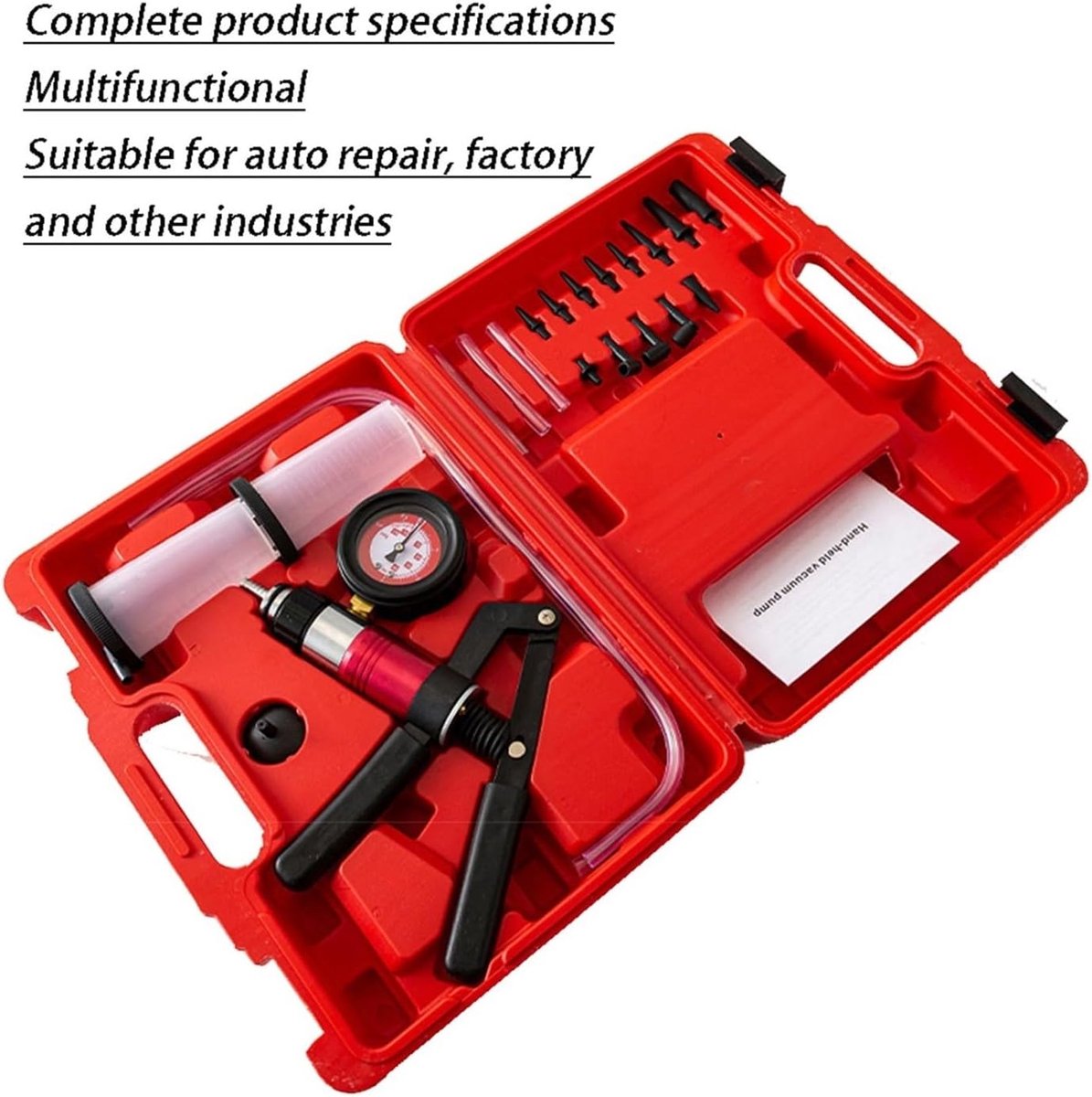 Vacuümpomp Remontluchter - Testerset Drukmeter - Auto Onderhoud - Handmatige Bediening - 38 x 27 x 8 cm - Zilver
