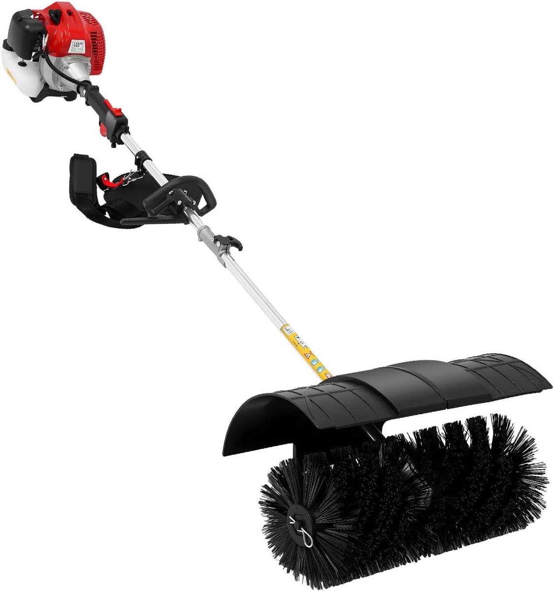 Veegmachine Benzine - Motorbezem - Terrassen Reinigen - Krachtige 2-takt Motor - 52 cm Werkbreedte - Zwart Rood