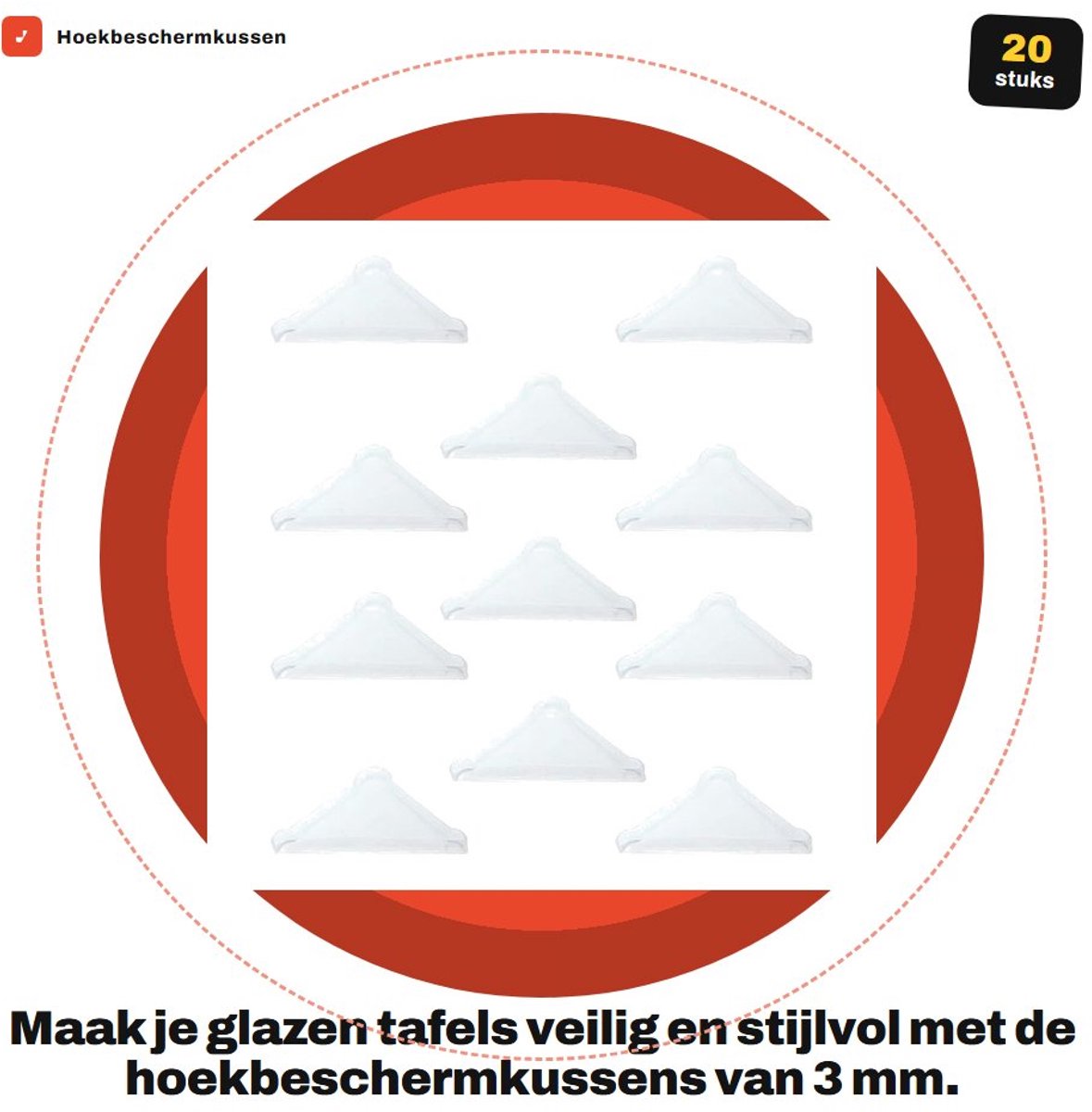 Dailygoods- Hoekbeschermkussen 3 mm - Hoekbeschermers - Glazen Tafels - 20 Stuks - Kunststof - Bescherming tegen Beschadiging