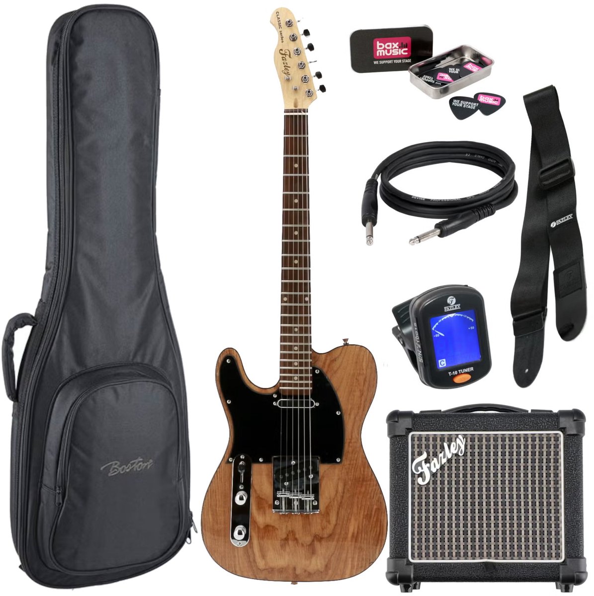 Elektrische gitaar starterset Fazley Classic Series FTL218 Natural LH