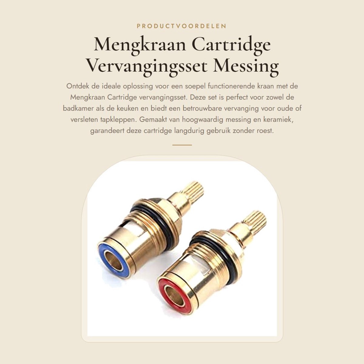Dailygoods- Mengkraan Cartridge Vervanging - 2 Stuks - 20 Versnellingen - Messing/Keramiek - 7,5 mm Buitendiameter - 51 mm Lengte - Kraanpatroon