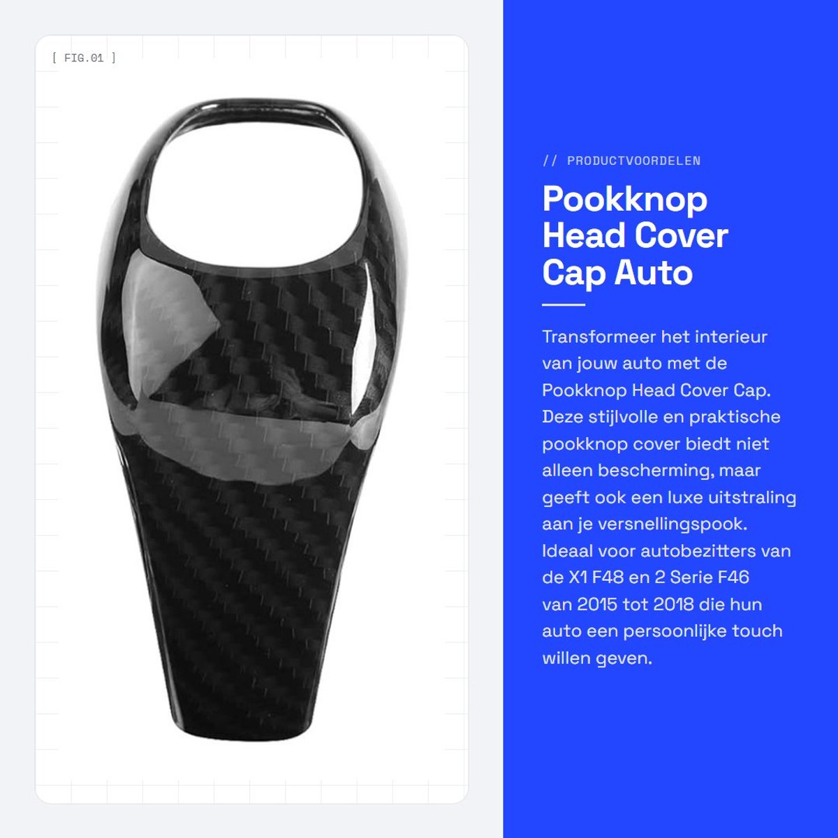 Dailygoods- Pookknop Cover - Koolstofvezelstijl - Universeel - Versnellingspook Hoes - Auto Interieurdecoratie - Duurzaam Materiaal