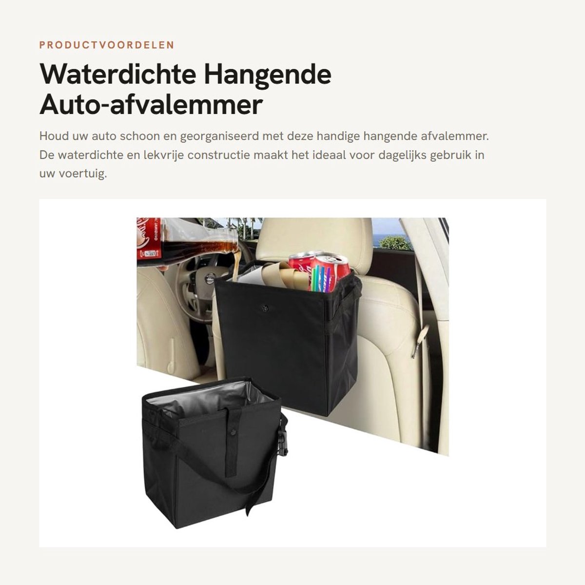 Dailygoods- Afvalemmer Waterdicht - Hangende Auto-afvalemmer - Multifunctionele Afvalzak - Opvouwbaar - Oxford-stof - 24,13 x 13,97 cm - Auto-prullenbak