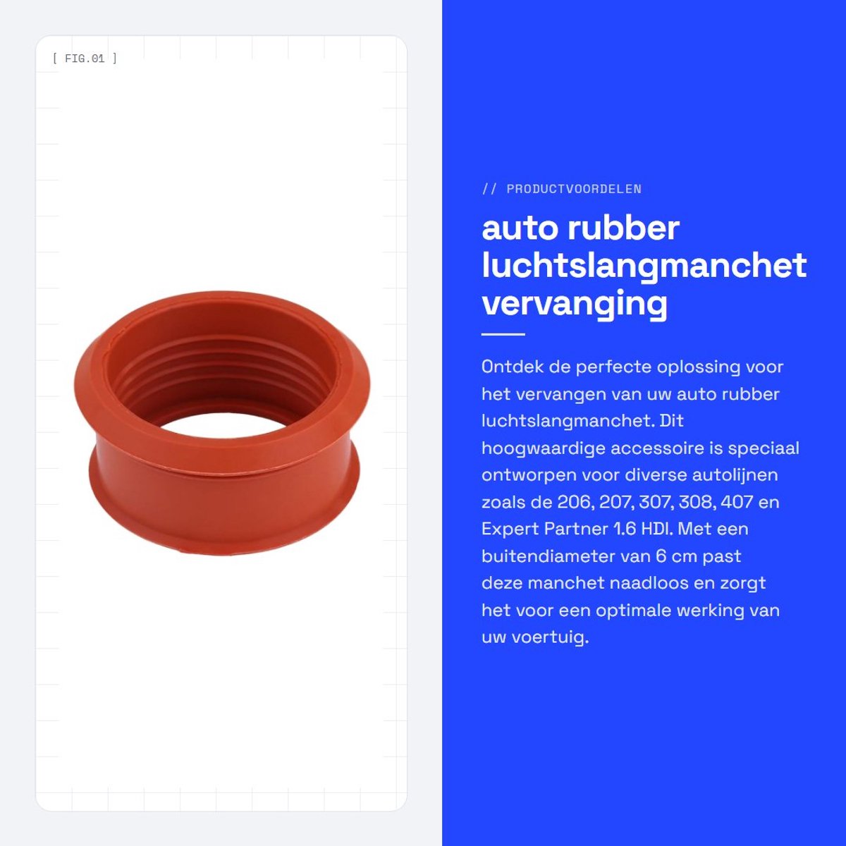 Dailygoods- Luchtslangmanchet Hoogwaardige Rubber - Turbo Huls - Vervanging Accessoire - Voor 206/207/307/308/407 - Buitendiameter 6 cm - Lichtgewicht 24 g - Turbohuls