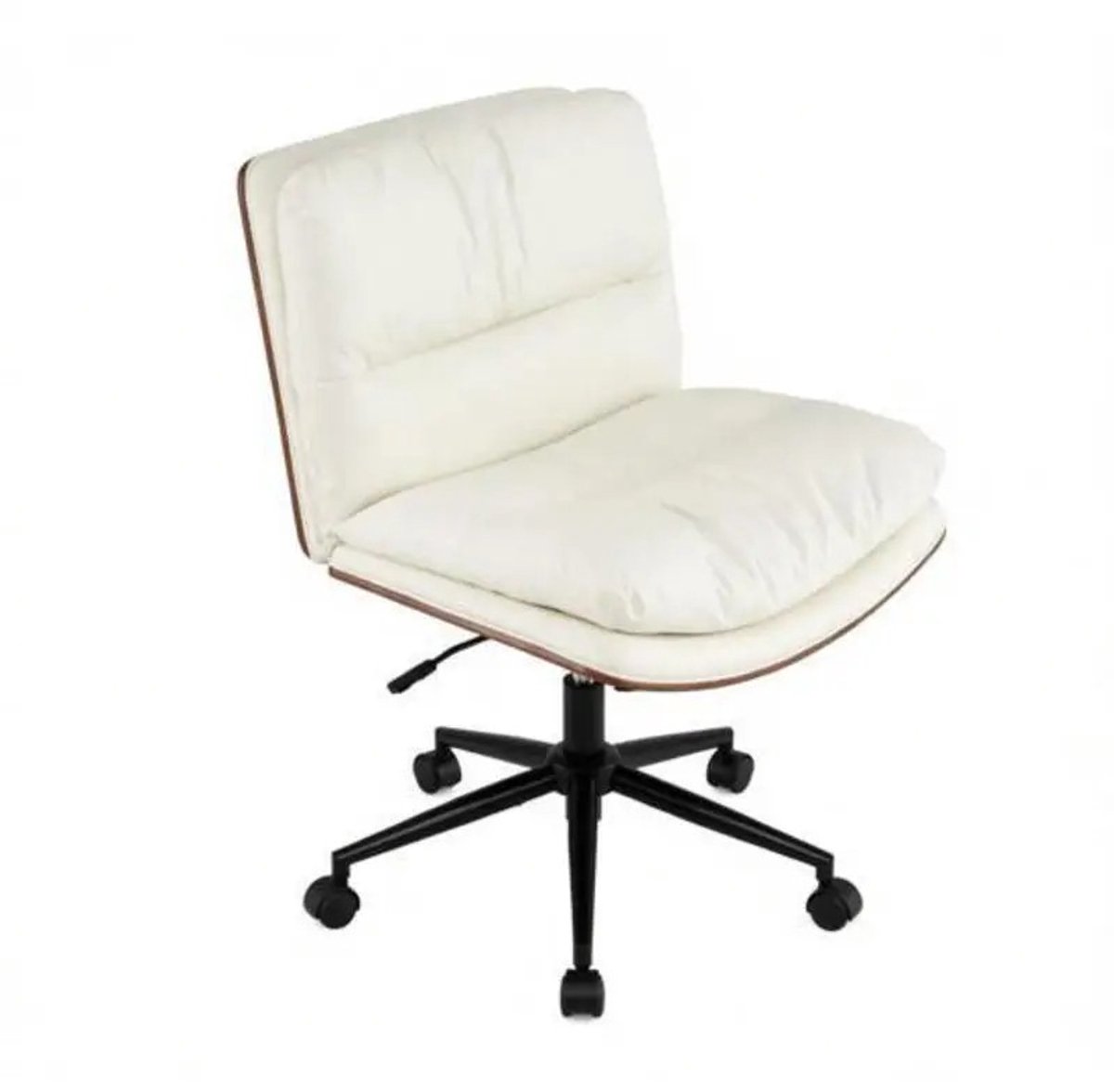 Dailygoods Armloze bureaustoel met gebogen rugleuning en gevoerde zitting-wit