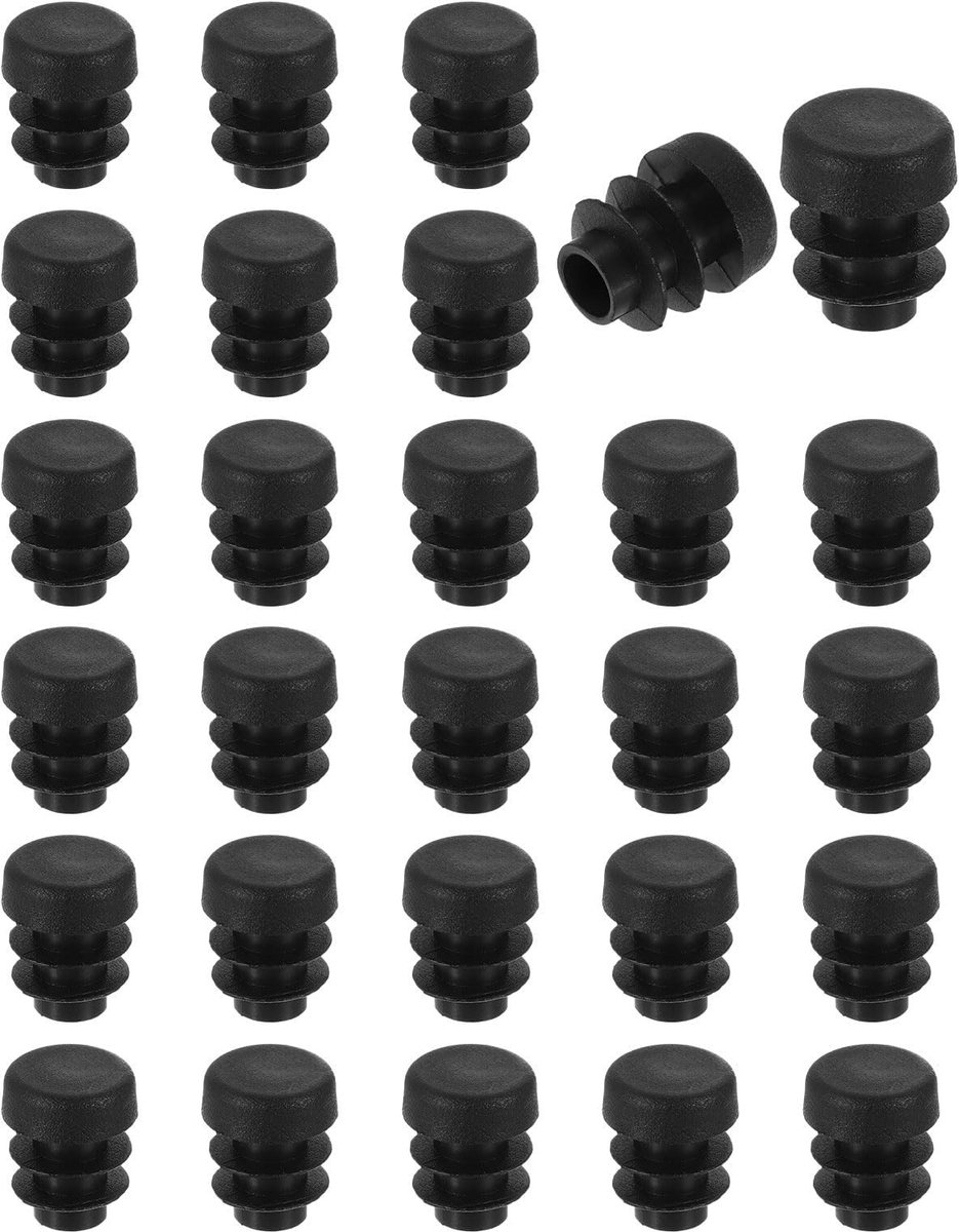Dailygoods - 28 Stuks Ronde Kunststof Eindkappen 12 mm - Zwarte PE Buisplugins voor Meubelpoten