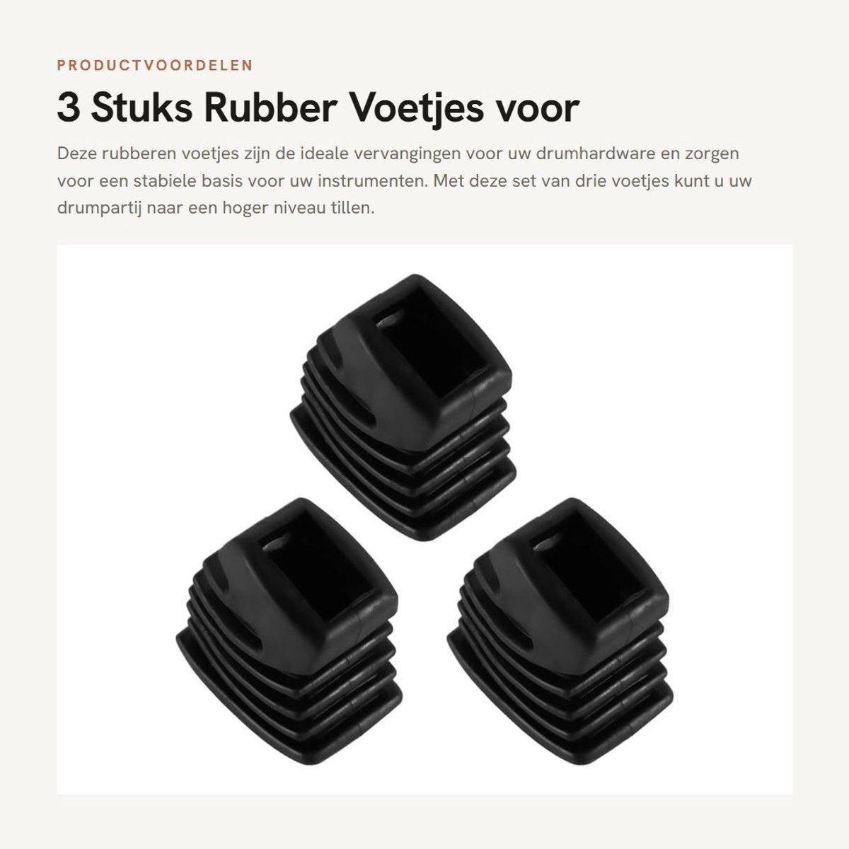 Dailygoods- Rubberen Voetjes 3 Stuks - Vervangende Voetjes - Drumhardware - Stabiliteit - Zwart - Duurzaam Rubber - Drumvoetjes