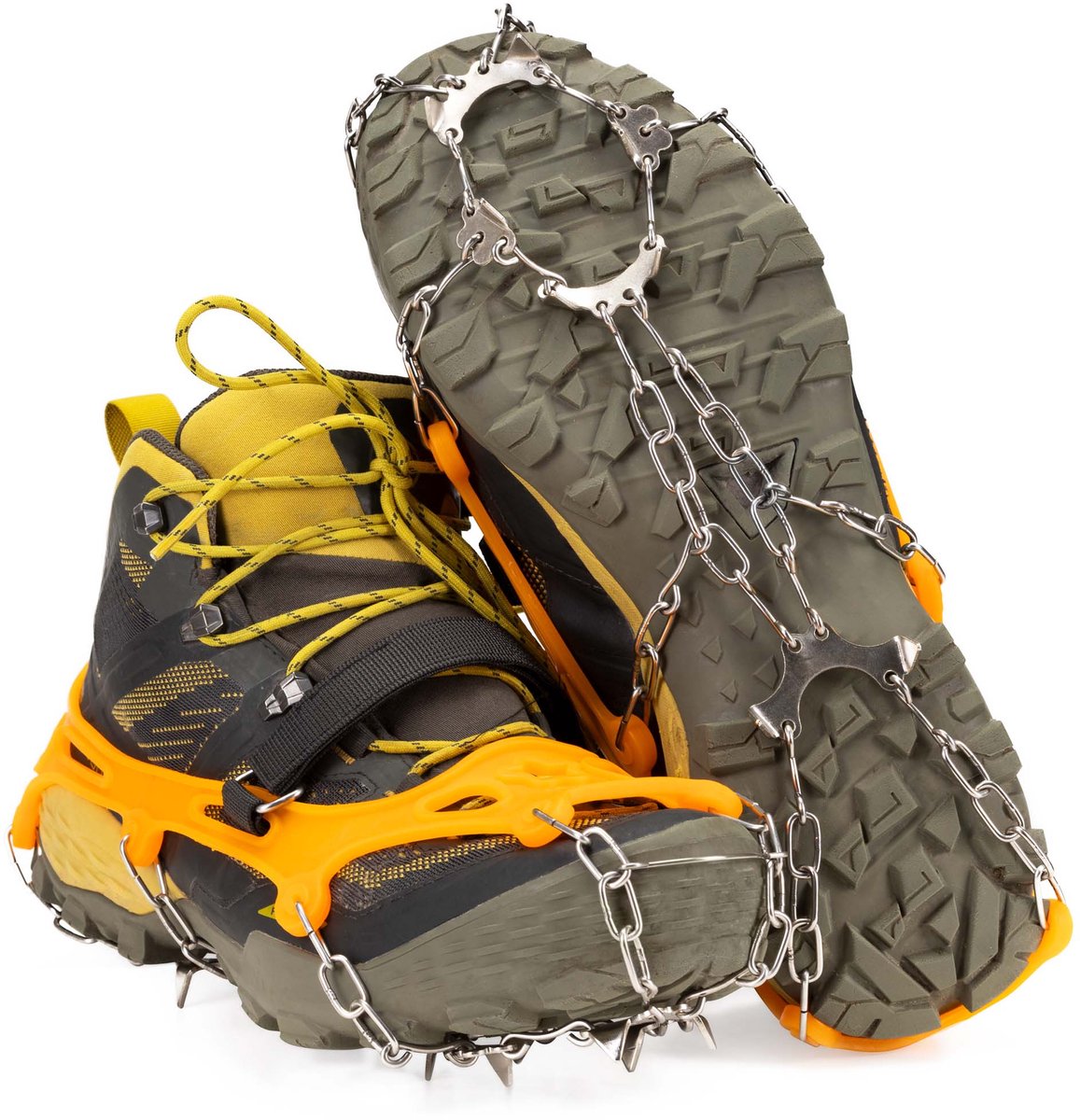 Springos Sneeuwgripzolen Voor Wandelschoenen Spikes voor Schoenen Anti Slip – 40-45 Oranje