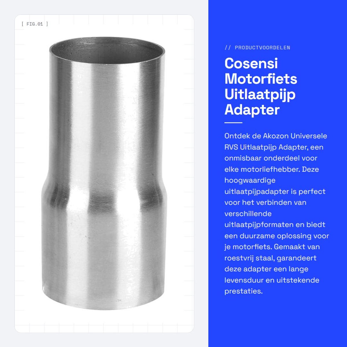 Dailygoods - Motorfiets Uitlaatpijp Adapter - Universele Connector - Roestvrij staal - Uitlaatpijp Verloopstuk - Geschikt voor diverse maten - 100% gl...