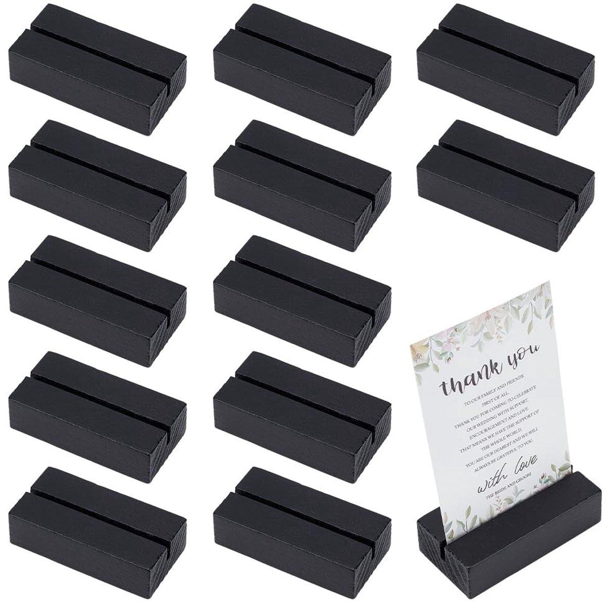Dailygoods - 30 Stuks Zwarte Houten Plaats Kaarthouders voor Tafelnummer en Foto's - Perfect voor Bruiloften en Feesten