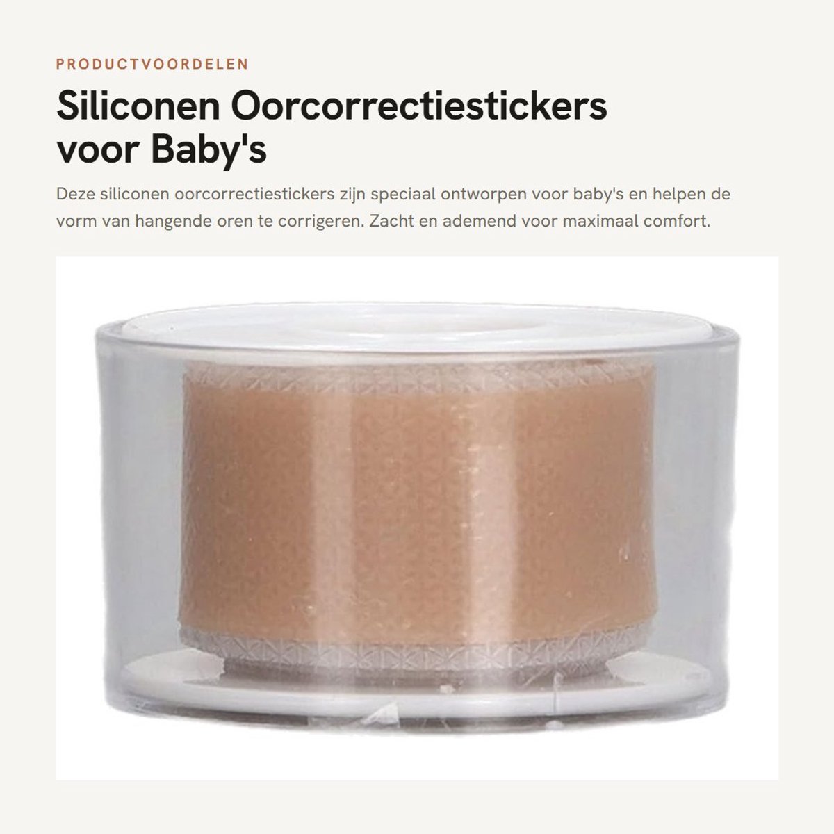 Dailygoods- Oorlap Ademend - Siliconengel - 2 x 100 cm - Voor baby's - Oorcorrectiestickers - Geschikt voor 0-3 jaar - Oorcorrectie