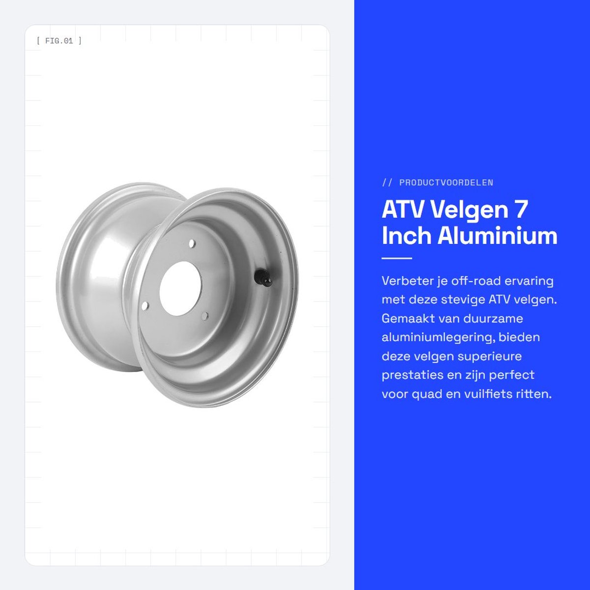 Dailygoods- Velgen 7 Inch - ATV Wielrand - Aluminium Legering - Roestvrij - 3 Boutgaten - Duurzaam Ontwerp