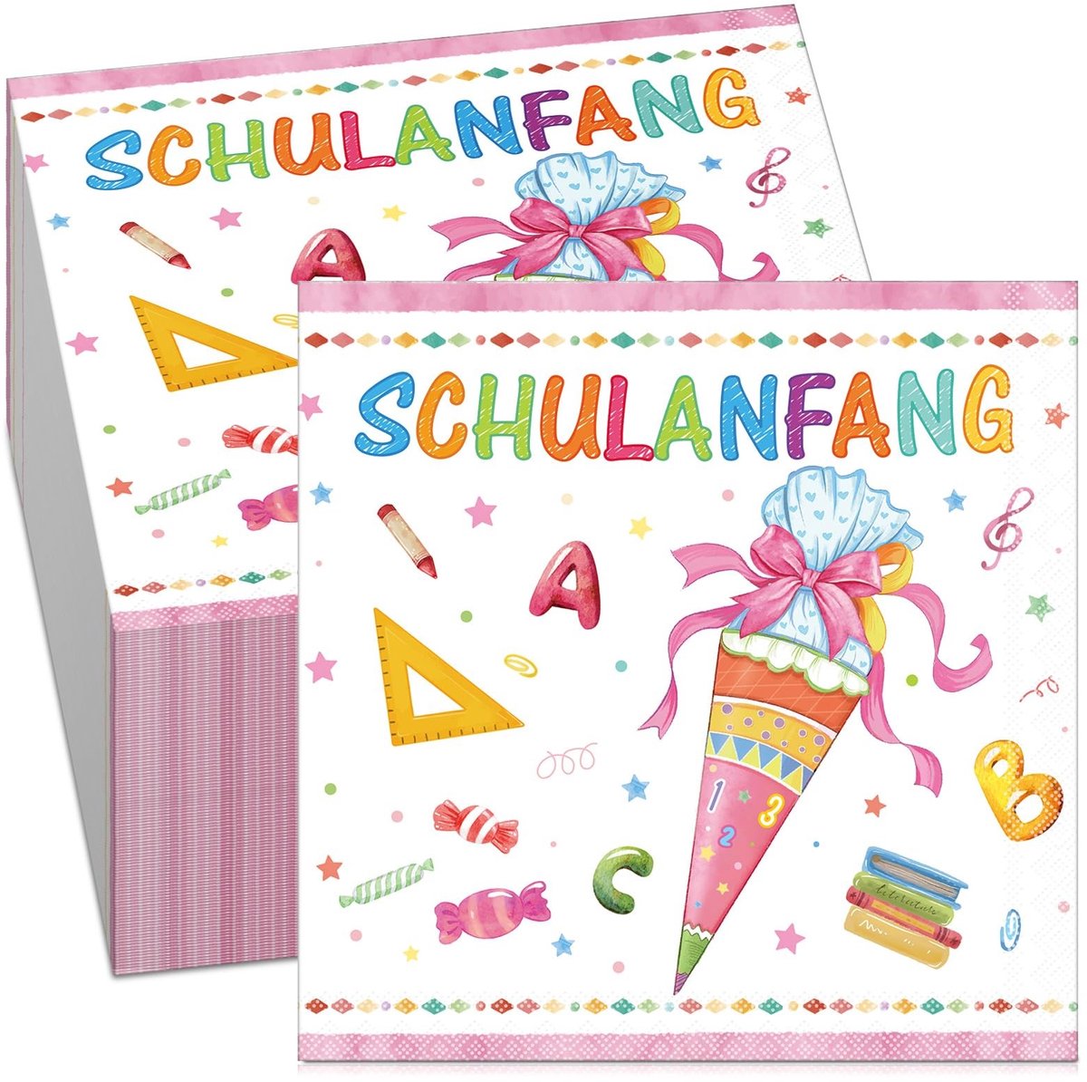 Dailygoods- Servetten 100 Stuks - Eerste Schooldag Decoratie - Papieren Servetten - Eettafel Accessoires - Veelkleurig - Comfortabele Reiniging - Feestservetten