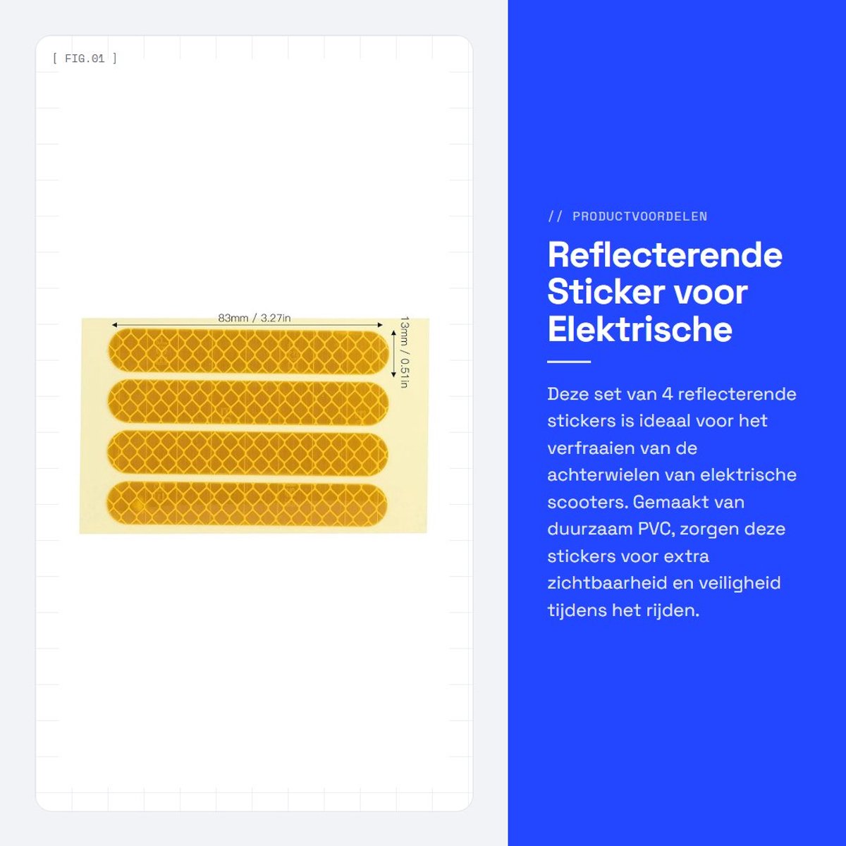 Dailygoods - Reflecterende Sticker voor Elektrische Scooter Achter Wielnaven, 4 Stuks