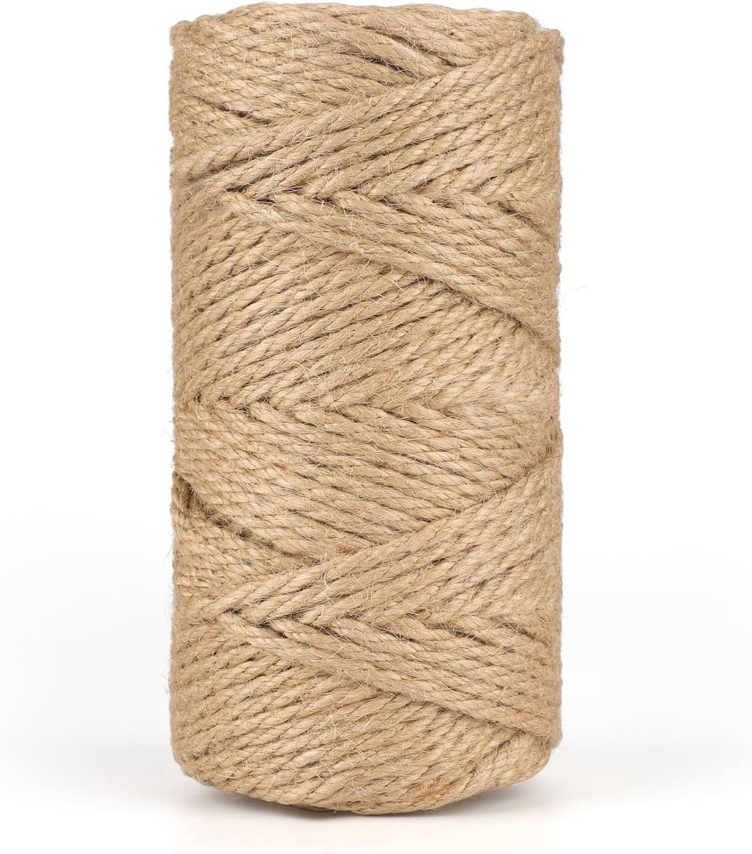 Jute Touw 5mm, 50m Natuurlijk Bruin voor Creatieve Projecten, Decoratie, Kattenkrabpaal en Tuinieren