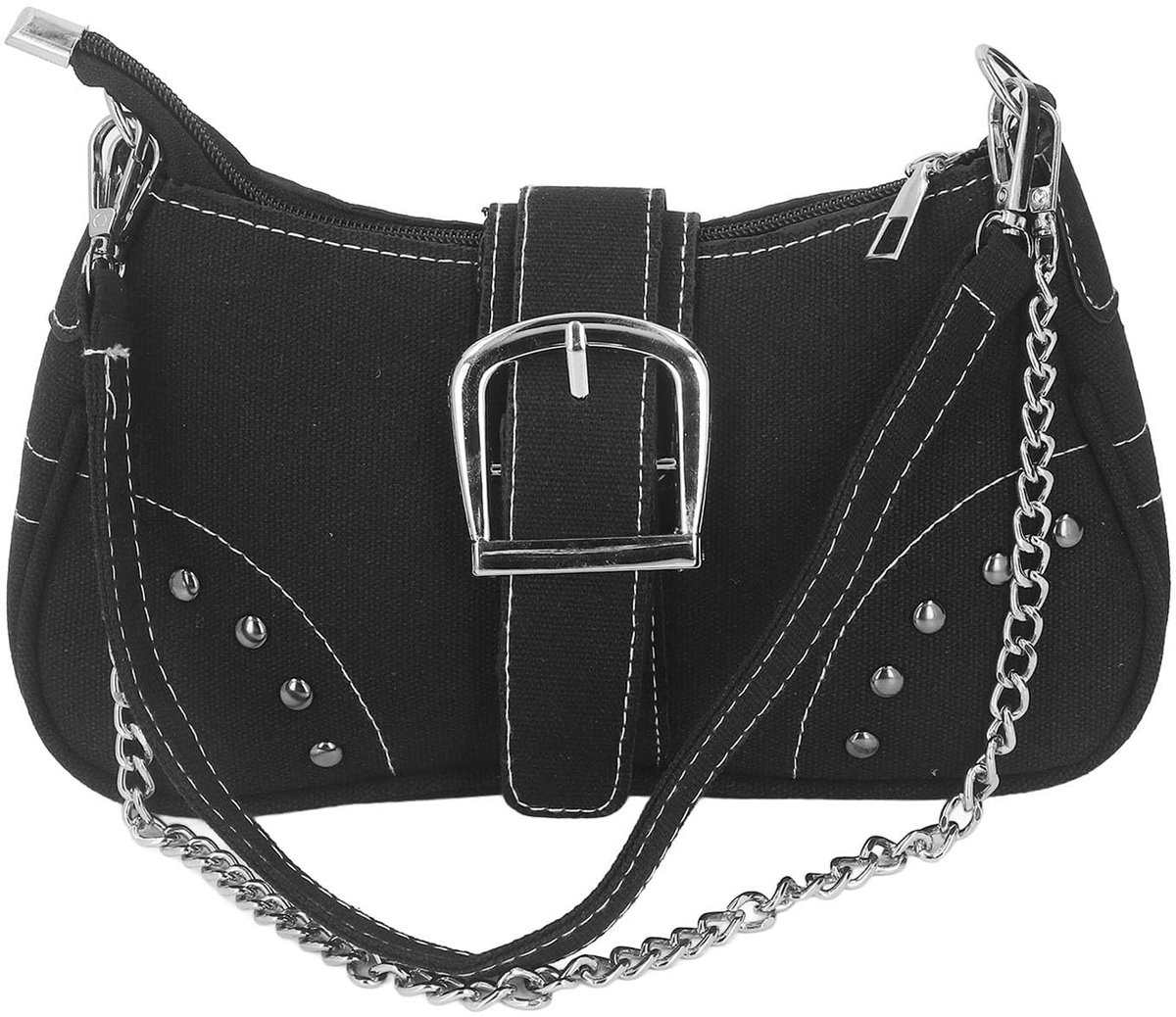 Dailygoods- Handtas Met Kettingdecoratie - Canvas Tas - Lichtgewicht - Draagtas/Schoudertas - Duurzaam - Grote Capaciteit