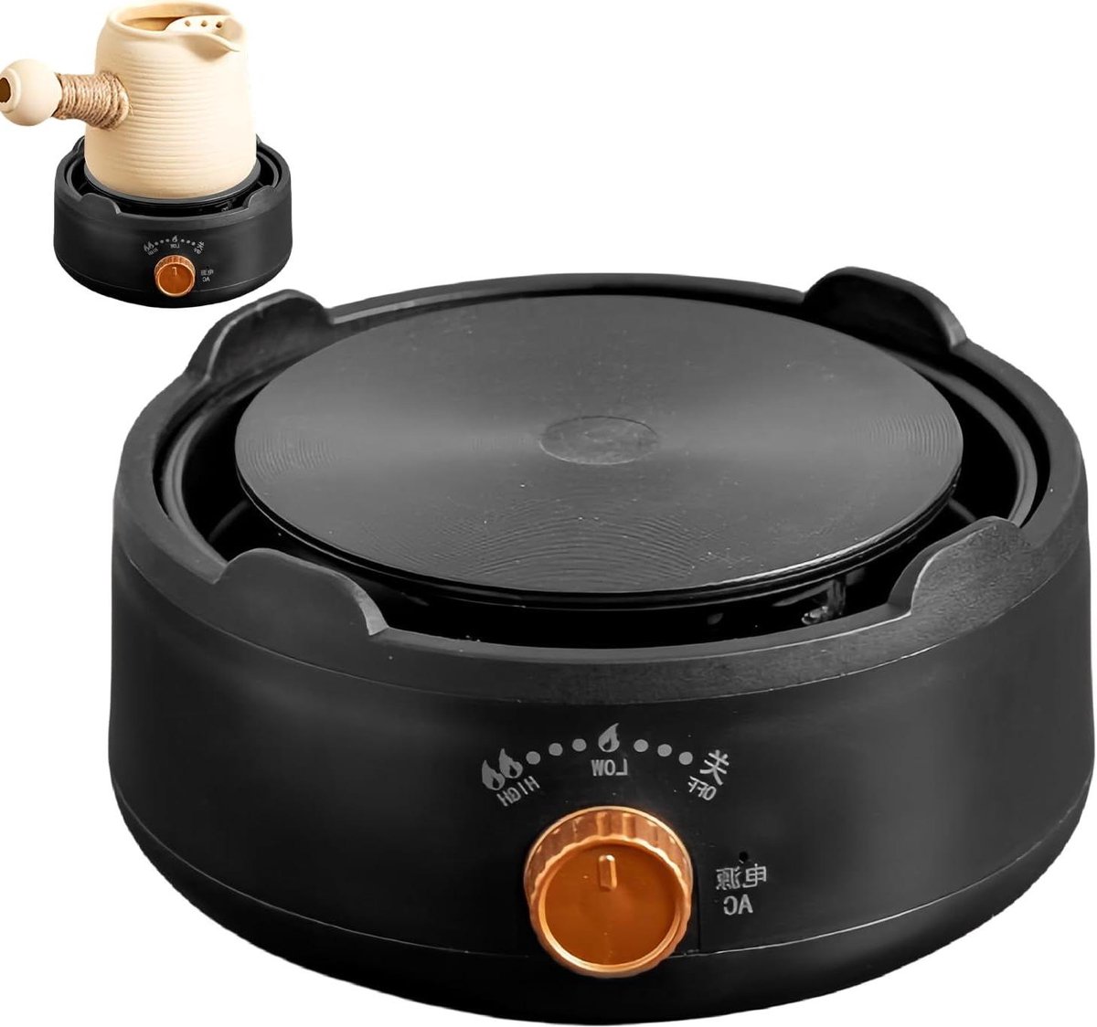 Elektrische Kookplaat Verwarmende Tray Eten Verwarmen Dubbele Versnellingen 15x7 cm Zwart