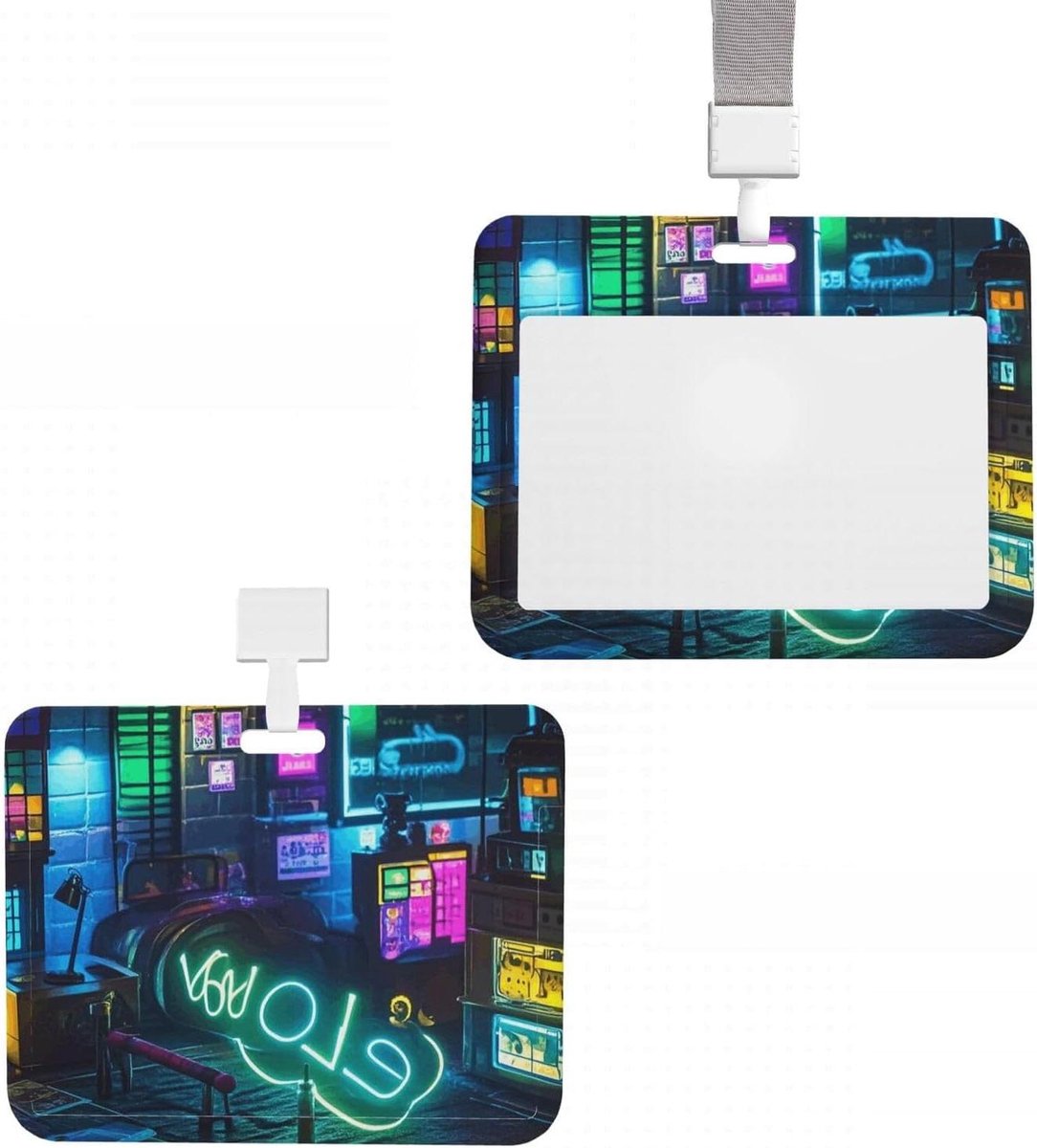 ID-kaarthouder Haspel - Badgehouder Naamplaatje - Identificatie Tonen - Glow in the Dark - Verticaal 6.9x9.9 cm - Lichtgevend