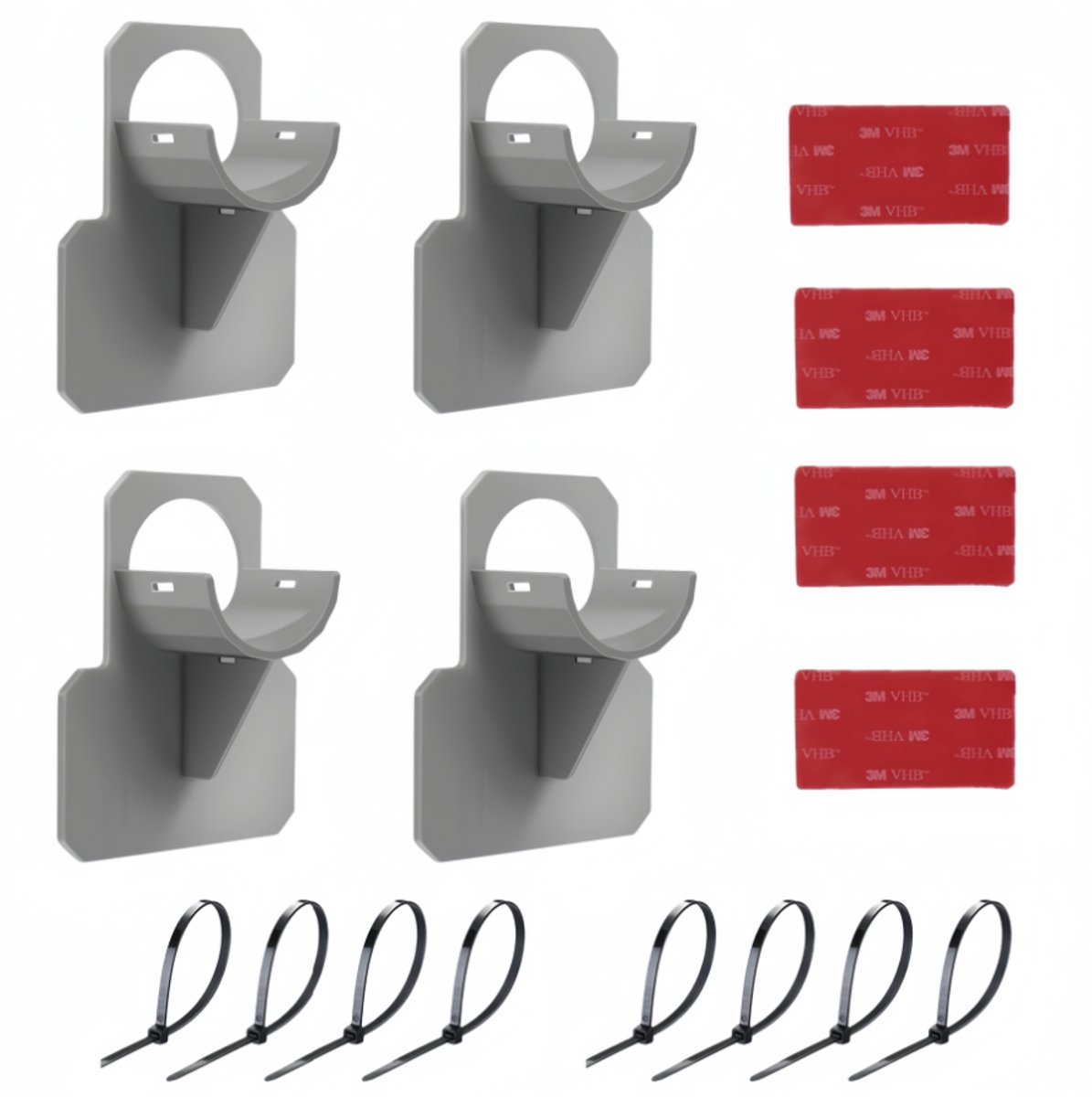 4 stuks zwembadslanghouders-zwembadbuishouders, zwembadslangaccessoires met anti-lek-anti-scheur- en anti-rekfunctie-4 zelfklevende achterkantjes en 8 kabelbinders (30-37 mm)
