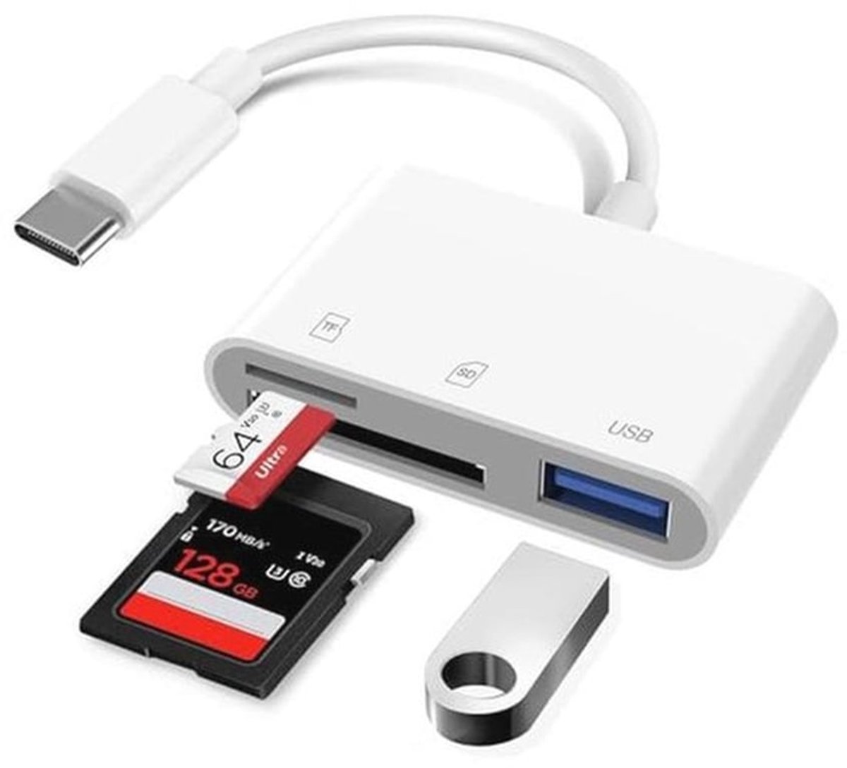 3-in-1 USB C SD Kaartlezer - MicroSD naar Type C OTG Adapter voor Fotografie