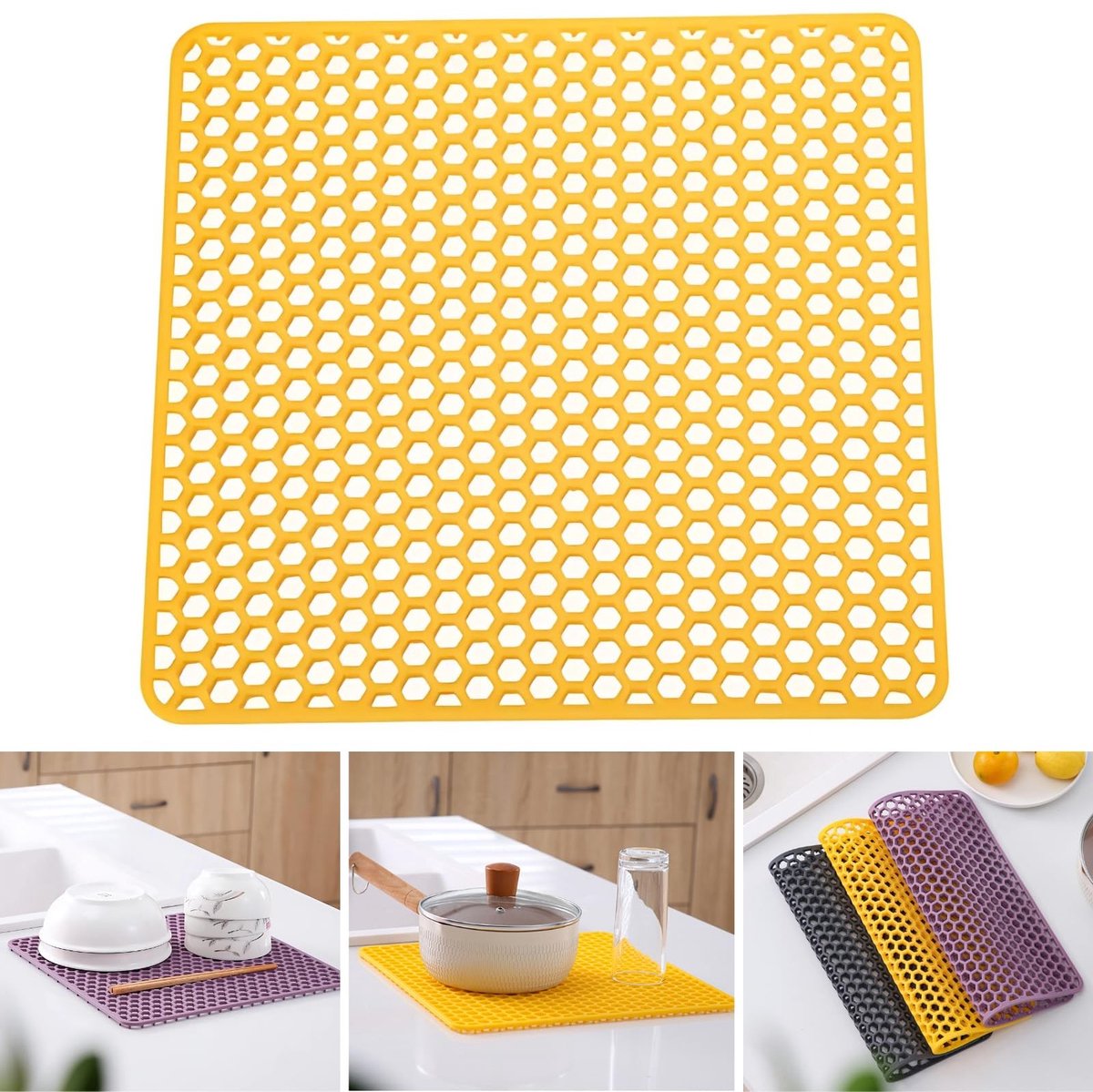 Solidchoice - Silicone Droogmat voor Aanrecht en Gootsteen, Geel