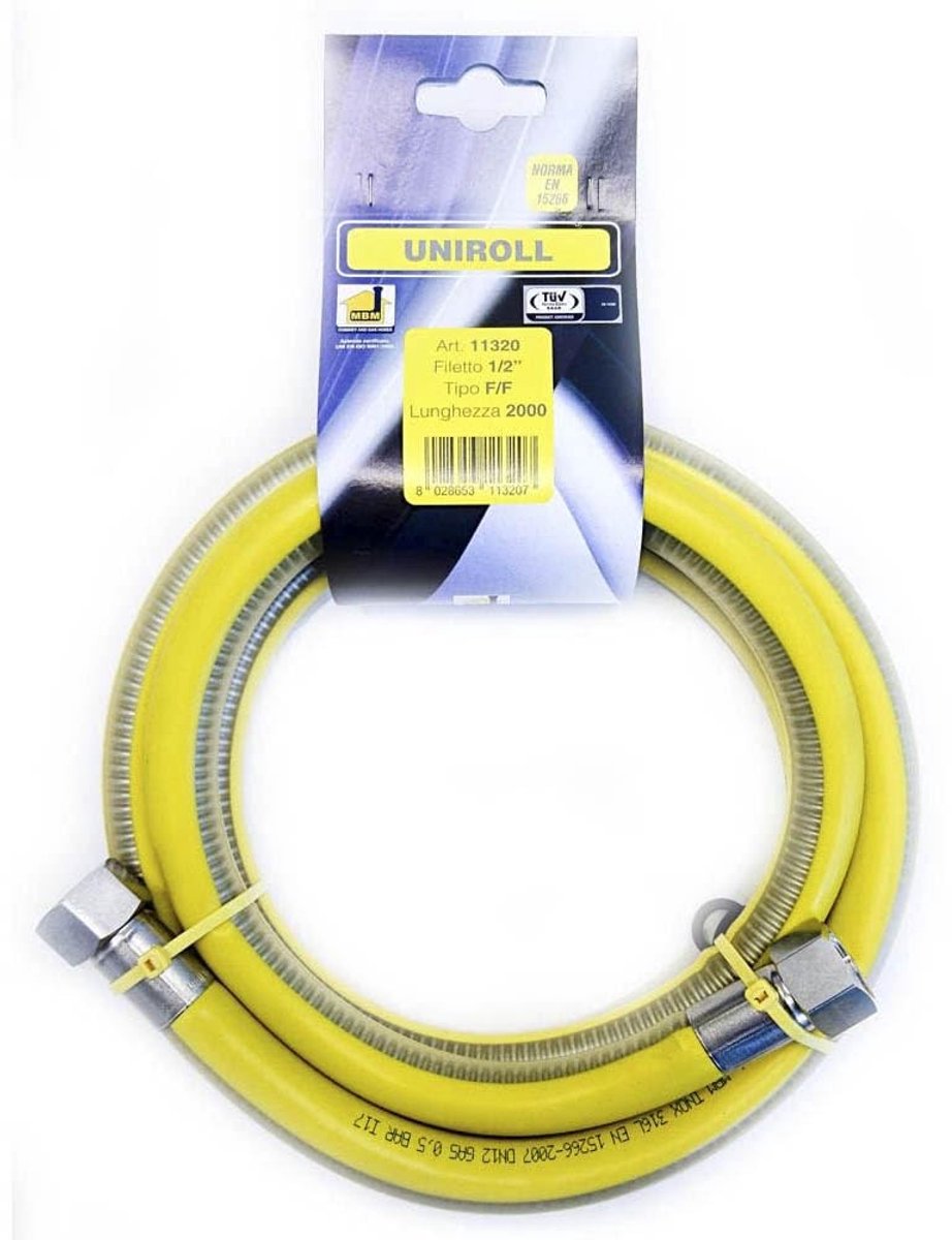 Solidchoice - Flexibele Gas Hose 2 Meter 1/2 Inch RVS volgens EN 15266