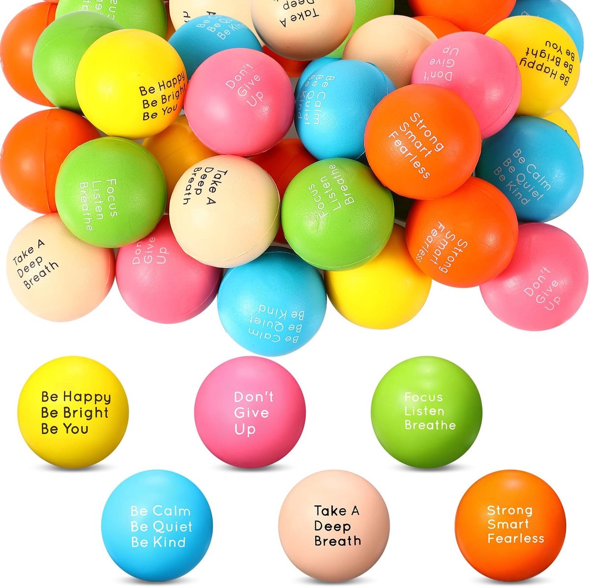 Solidchoice - 24 Stuks Motivatie Stressballen voor Volwassenen