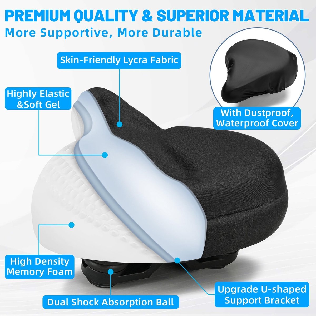 Solidchoice - Ergonomische Fietszadel voor Mannen en Vrouwen, Comfortabel en Brede Gel Zadel