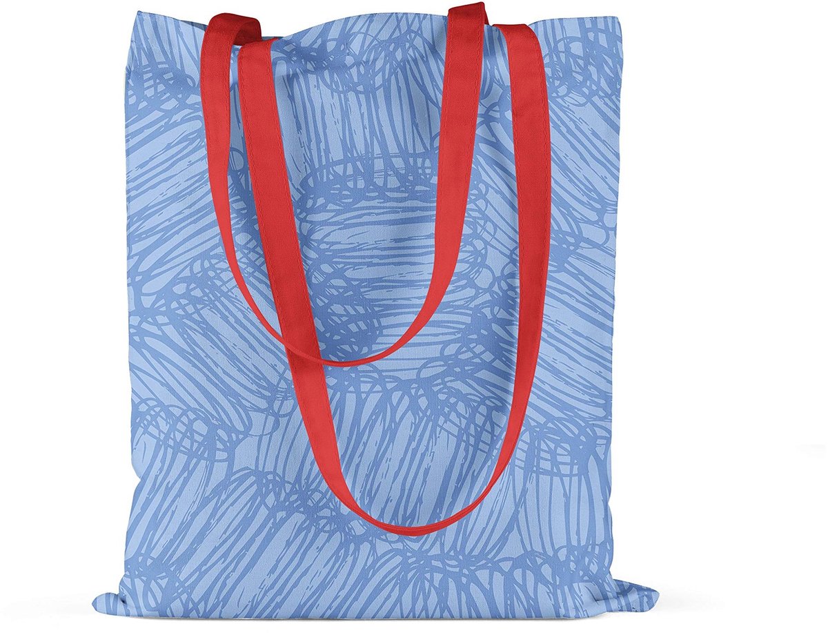 Solidchoice - Herbruikbare Katoenen Boodschappentas met Rode Handvatten 34x40 cm